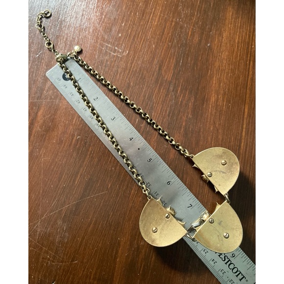 RELISTED J. Crew Art Deco Style Rhinestone Statement Necklace Antique Goldtone - Picture 9 of 12